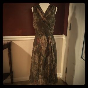 [ralph lauren] Brown and Floral Flowy Dress